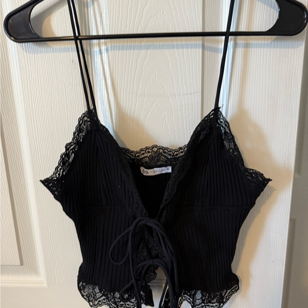 Zara Black Lace Detail Top